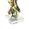 12" Clear, Yellow & Green Abstract Glass Sculpture
